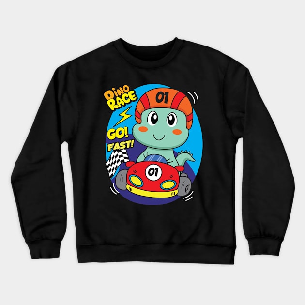 dino soccer player race Crewneck Sweatshirt by Mako Design 